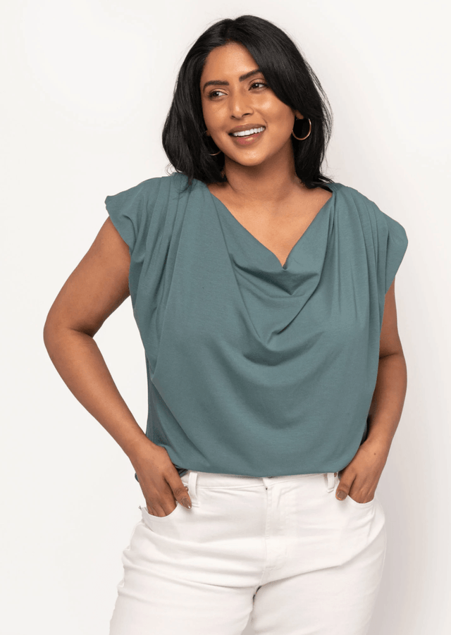 The Evolve Top in Deep Teal Tencel - Veneka-Sustainable-Ethical-Tops-Encircled Drop Ship