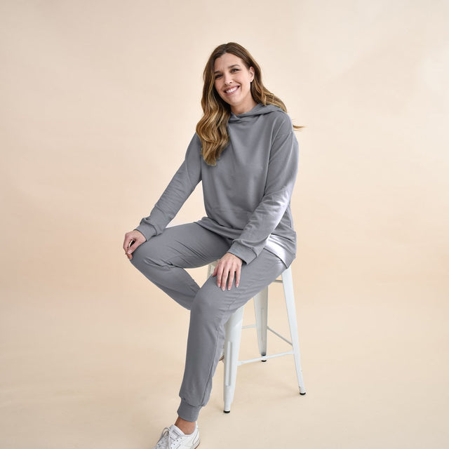 The Fair Cloud Terry Jogger in Fog Grey - Final Sale - Veneka-Sustainable-Ethical-Bottoms-Encircled Drop Ship