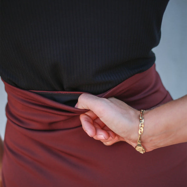 The Performance Pencil Skirt in Bordeaux - Final Sale - Veneka-Sustainable-Ethical-Bottoms-Encircled Drop Ship