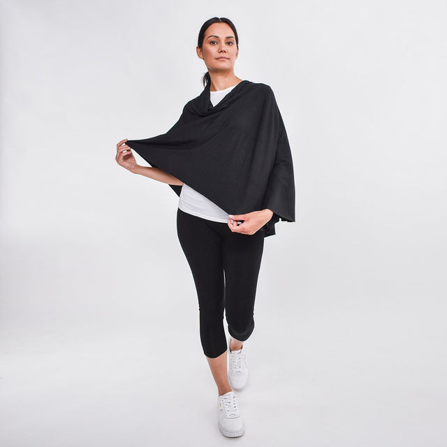 The Renew Shawl in Black - Veneka-Sustainable-Ethical-Tops-Encircled Drop Ship