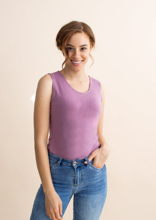 The Sleeveless Unbodysuit in Ginger Mauve - Final Sale - Veneka-Sustainable-Ethical-Tops-Encircled Drop Ship