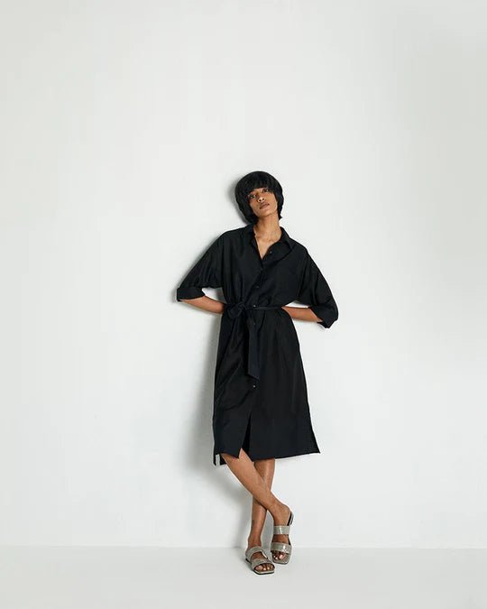 The Sunday Smoke Dress in Black - Veneka-Sustainable-Ethical-Dresses-Reistor Drop Ship