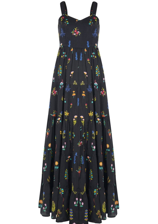 Tiered Dress in Midnight Botanica – Veneka