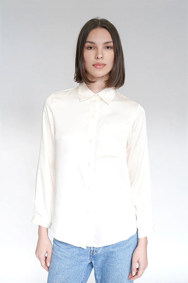 Twiggy Boyfriend Shirt in Soft White - Veneka-Sustainable-Ethical-Tops-Neu Nomads Drop Ship