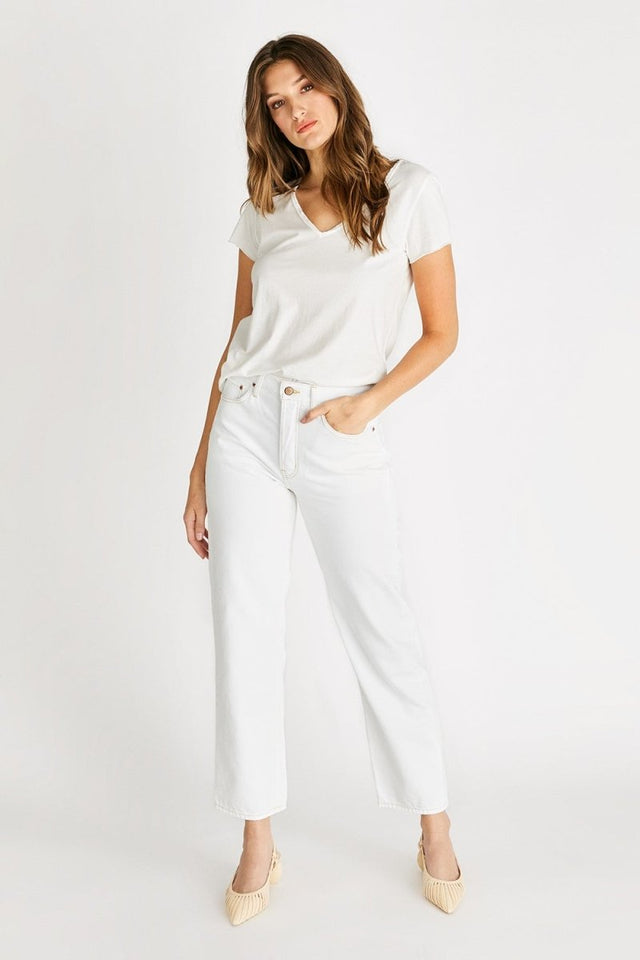 Tyler High Rise Vintage Straight in Vintage White - Veneka-Sustainable-Ethical-Bottoms-Etica Denim Drop Ship