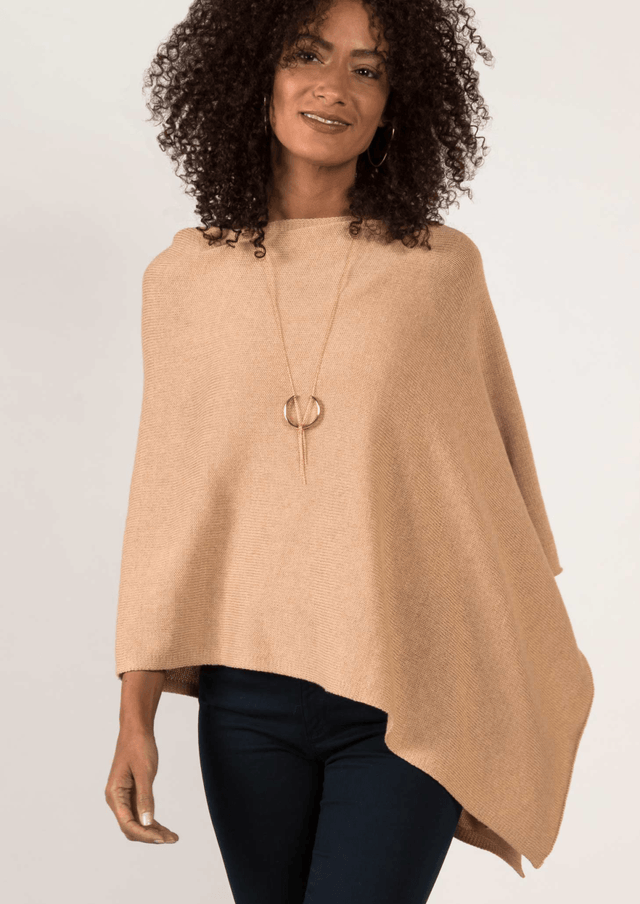 Undyed Essential Poncho in Honey - Veneka-Sustainable-Ethical-Jackets-Indigenous Drop Ship