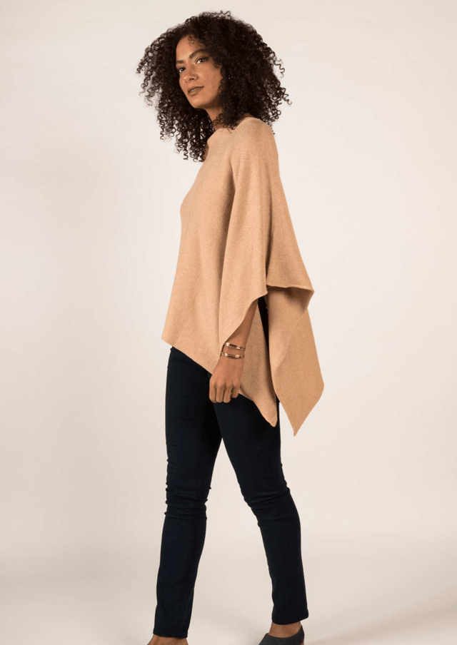 Undyed Essential Poncho in Honey - Veneka-Sustainable-Ethical-Jackets-Indigenous Drop Ship