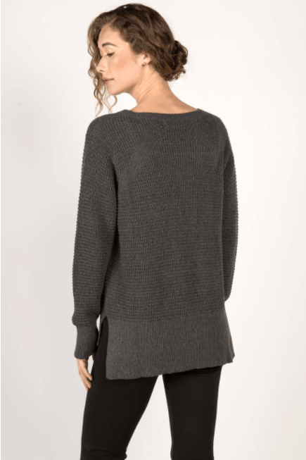 Waffle Knit Sweater in Charcoal - Veneka-Sustainable-Ethical-Tops-Indigenous Drop Ship
