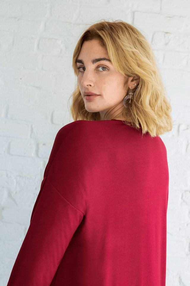 Willow Dress 2.0 in Cranberry - Veneka-Sustainable-Ethical-Dresses-Hours Drop Ship