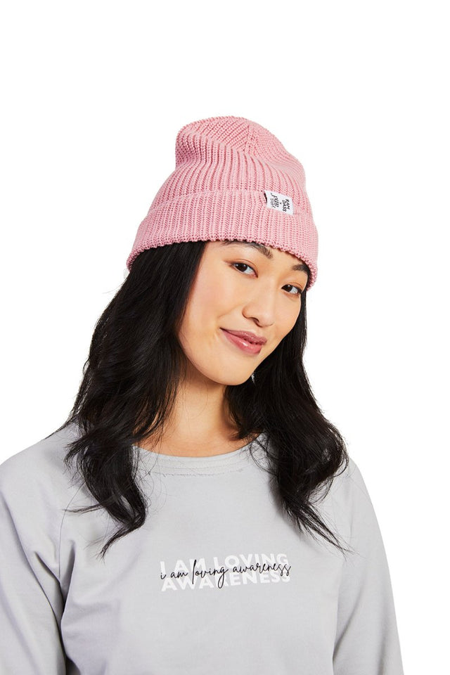 YesAnd x Ram Dass Beanie in Dusty Rose - Veneka-Sustainable-Ethical-Tops-YesAnd Drop Ship